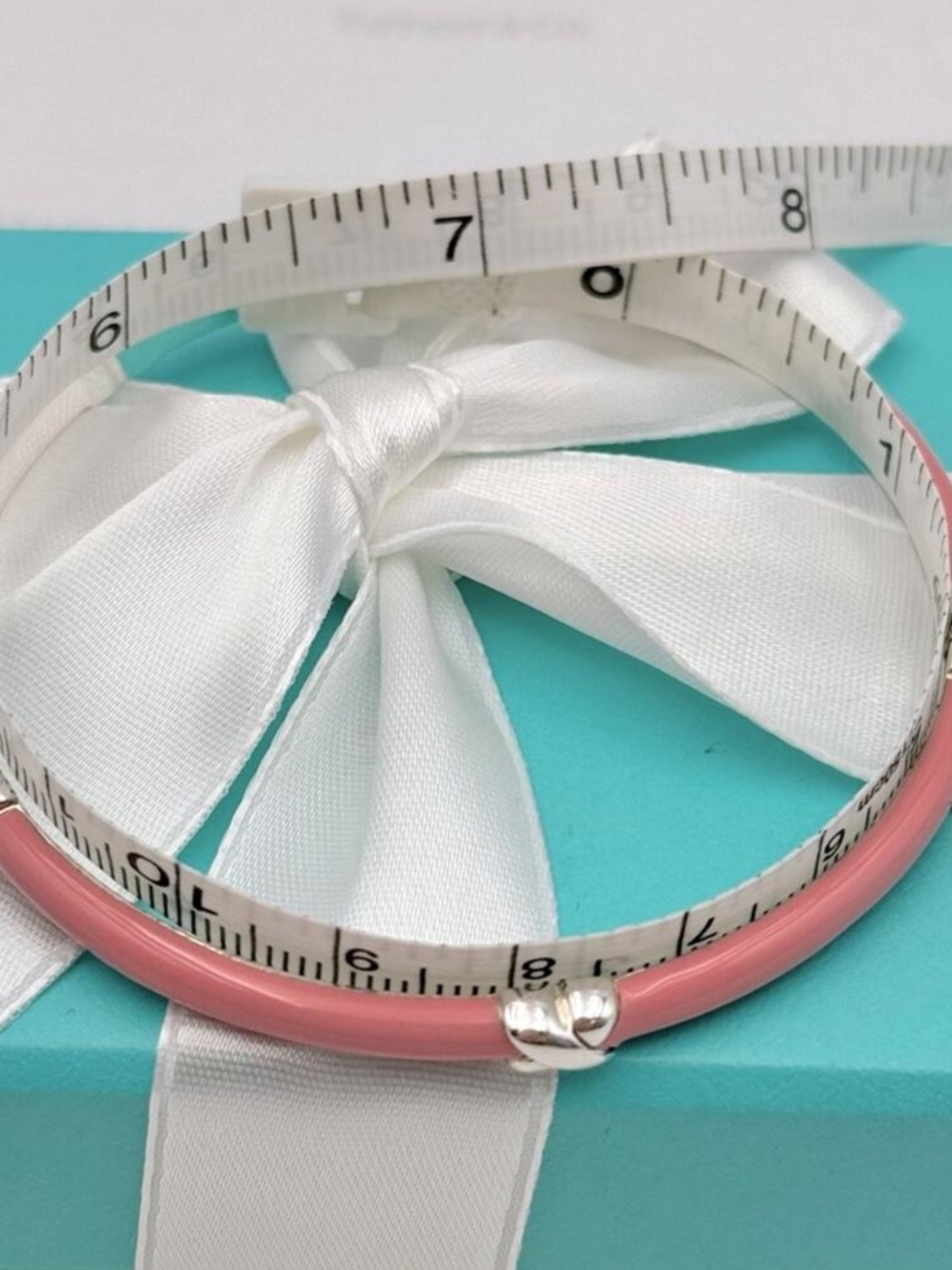 Tiffany & Co. Pink Enamel Signature X Bangle Bracelet Sterling Silver Gift Box - Picture 5 of 10